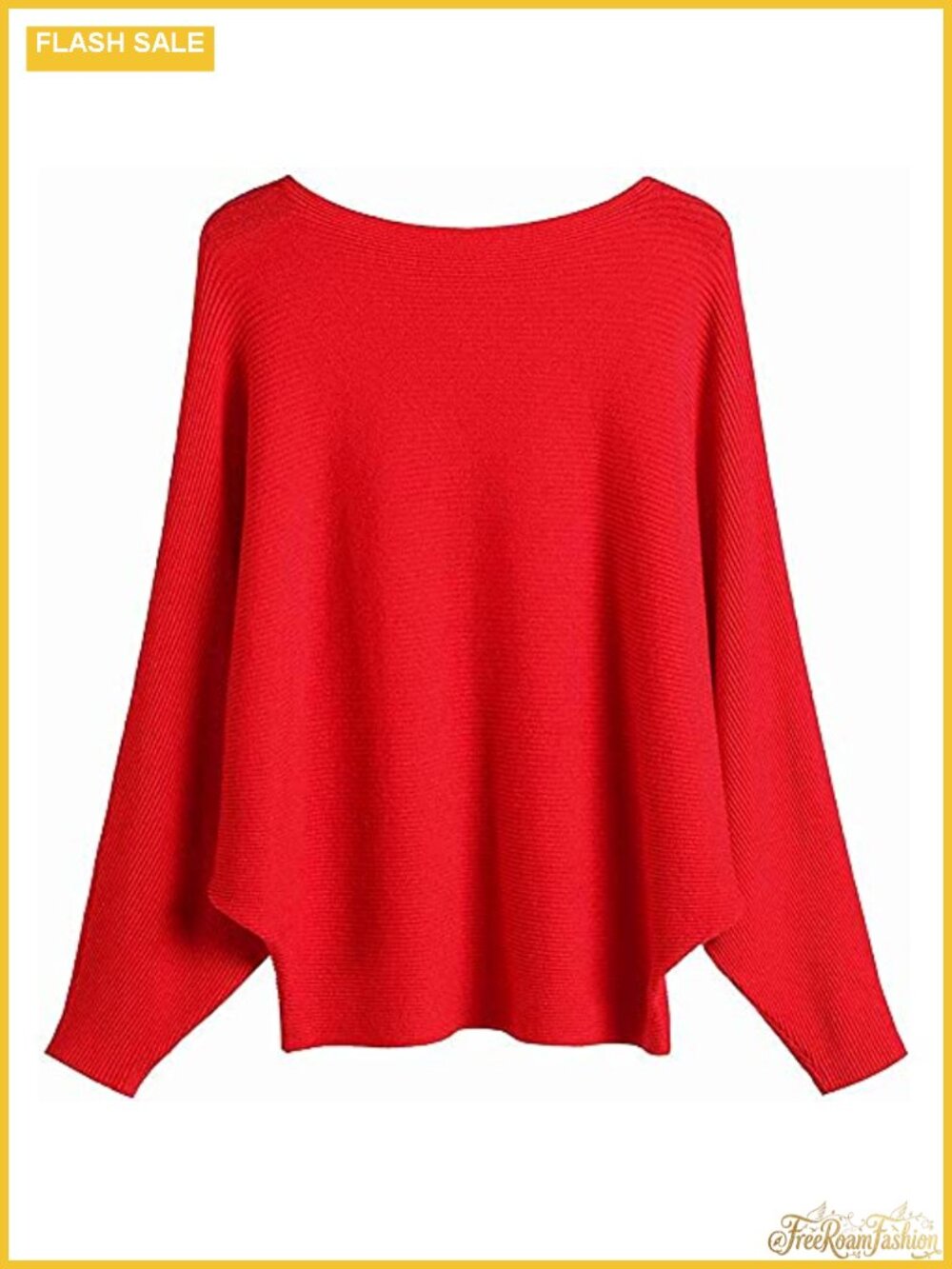 EDSTAR Women's Knitted Dolman Batwing Sleeve Sweater Boat Neck Pullover